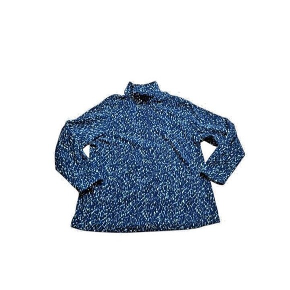 Lands’ End Pullover Women’s Size 1X Plus Quarter Zip Fleece Blue/White Pattern - Picture 1 of 7